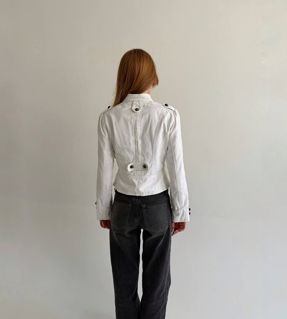 Y2K white cotton napoleon jacket