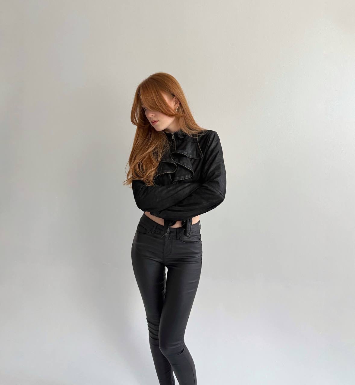 Vintage soft leather cropped jacket