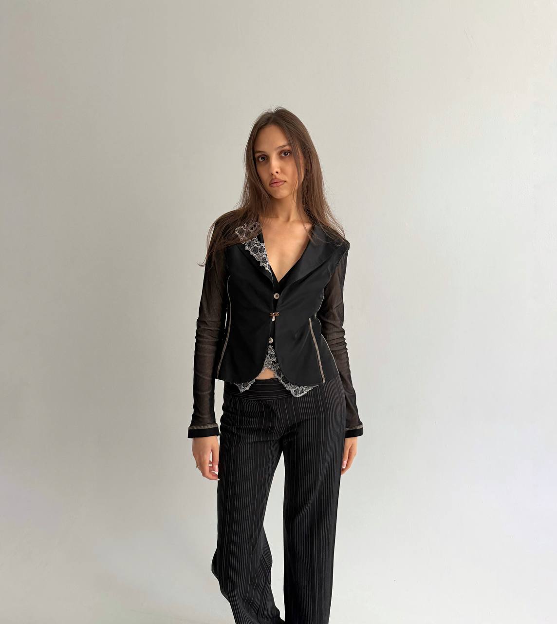 Vintage blouse with mesh detailing