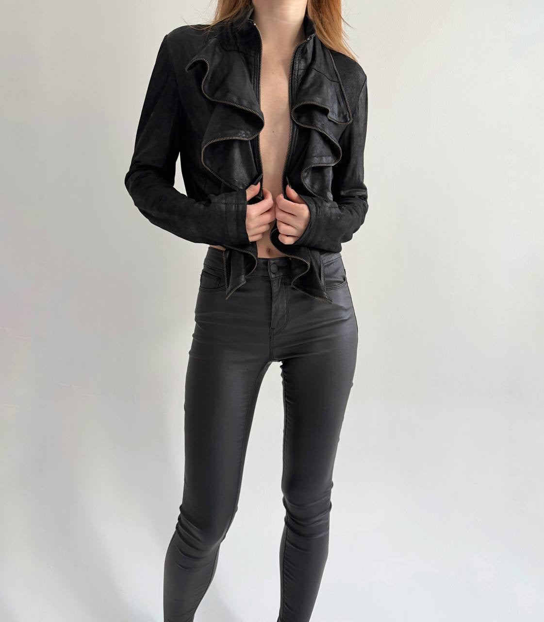 Vintage soft leather cropped jacket