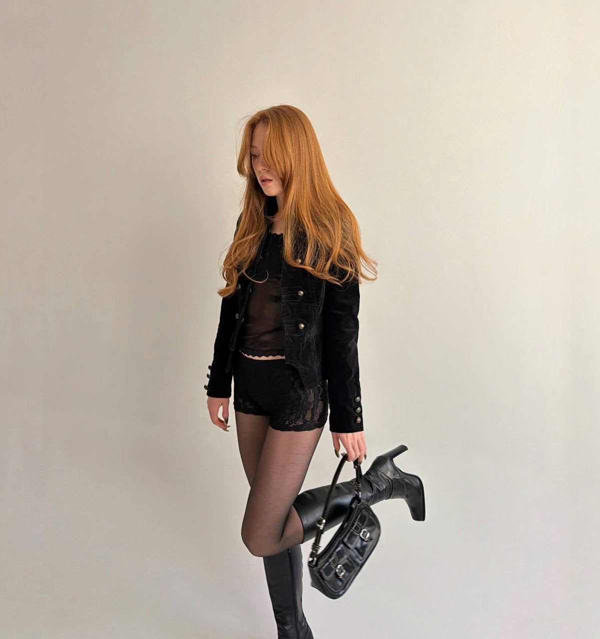 Y2K cotton velvet napoleon jacket