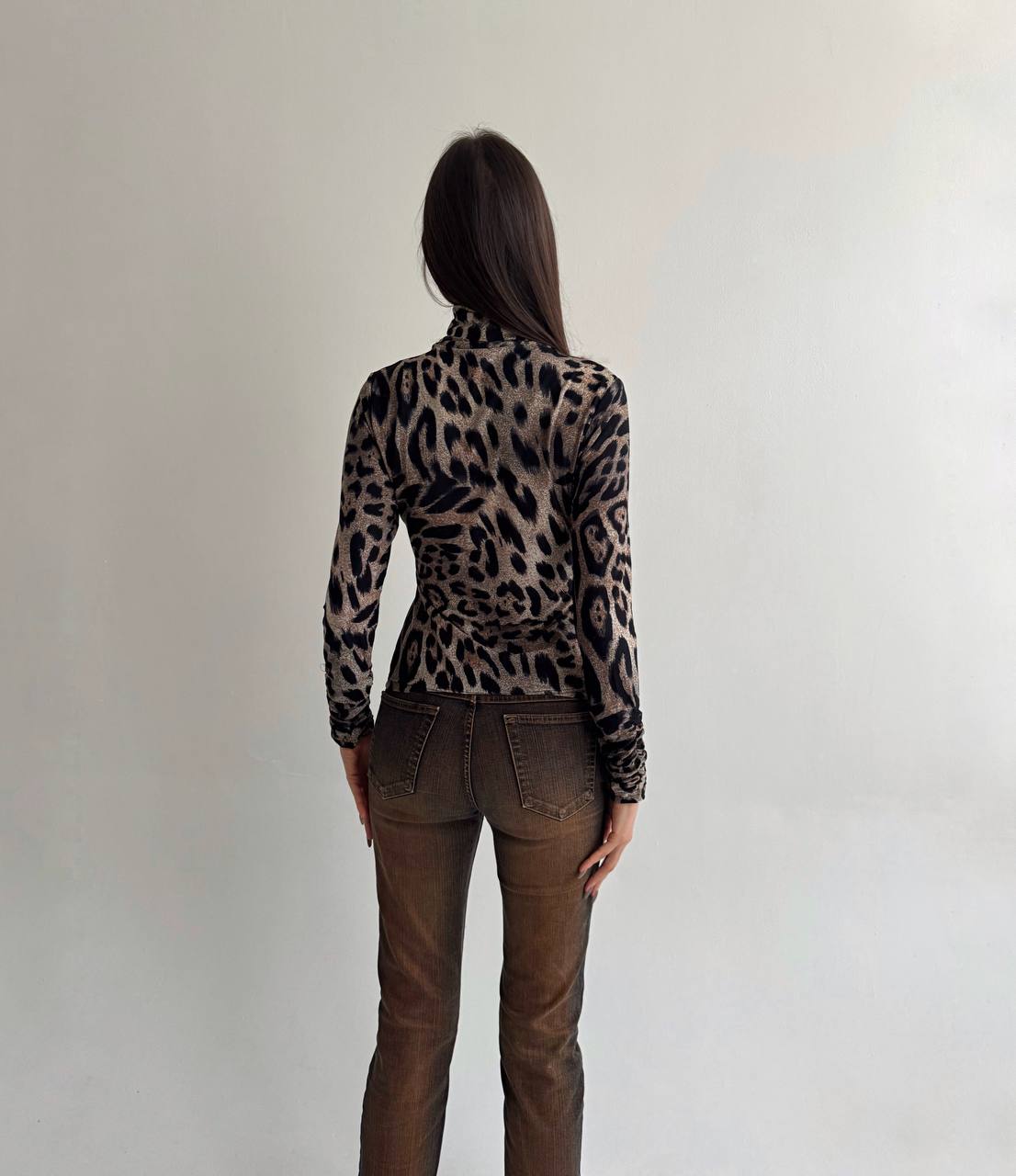Vintage leopard fur turtleneck