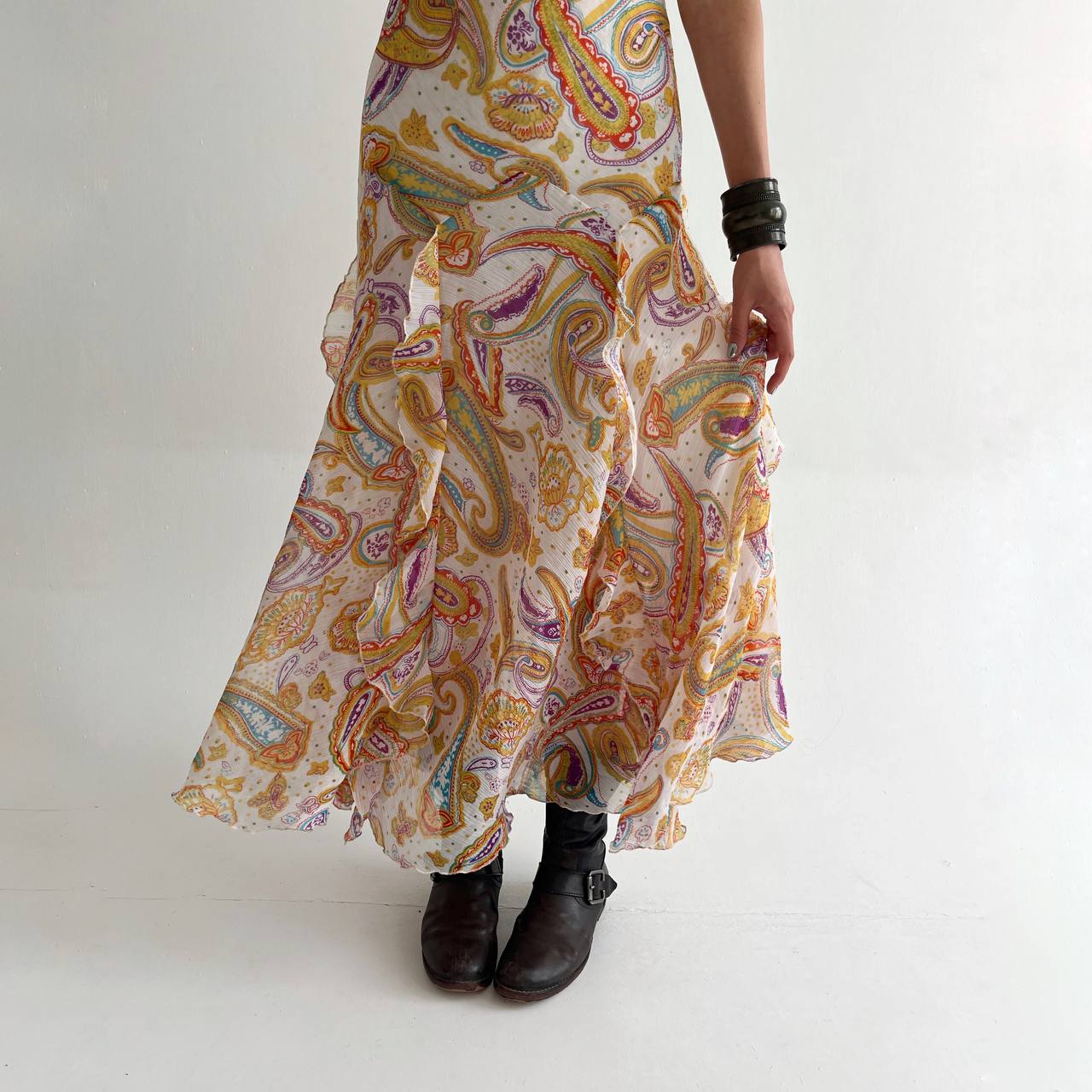 Vintage long ruffled dress