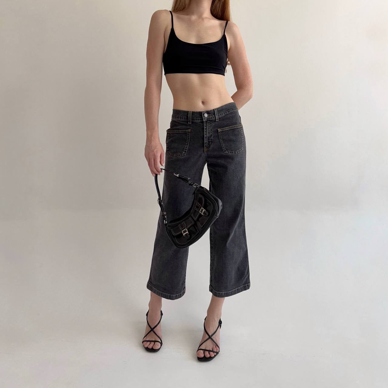 Vintage grey denim cropped jeans