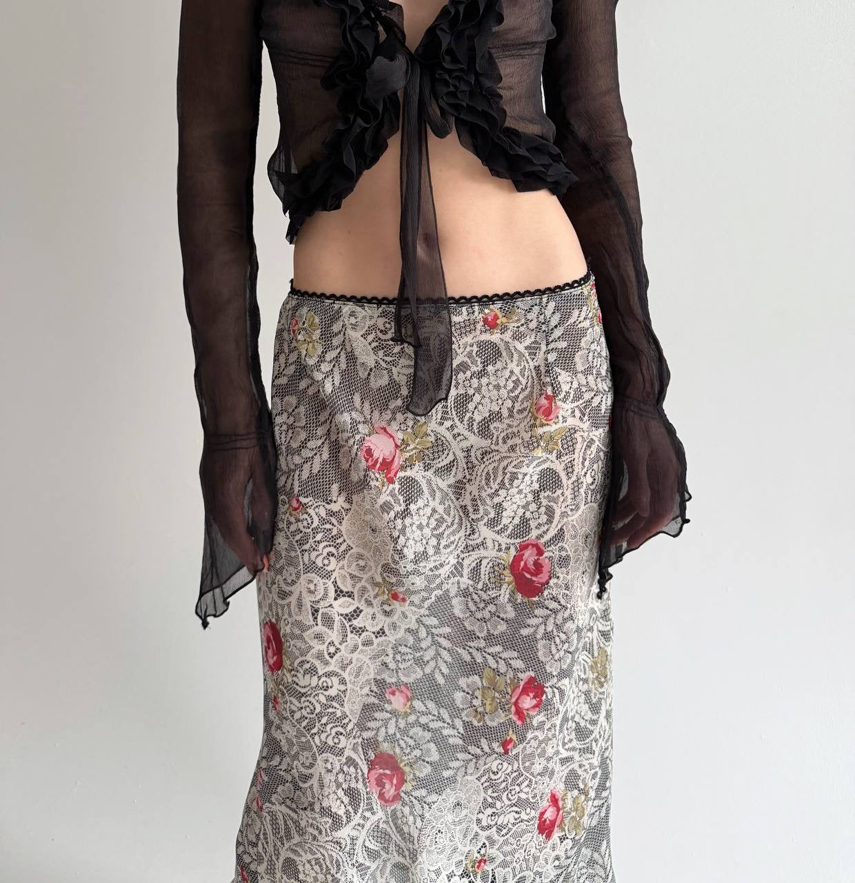 Vintage midi skirt with flower print