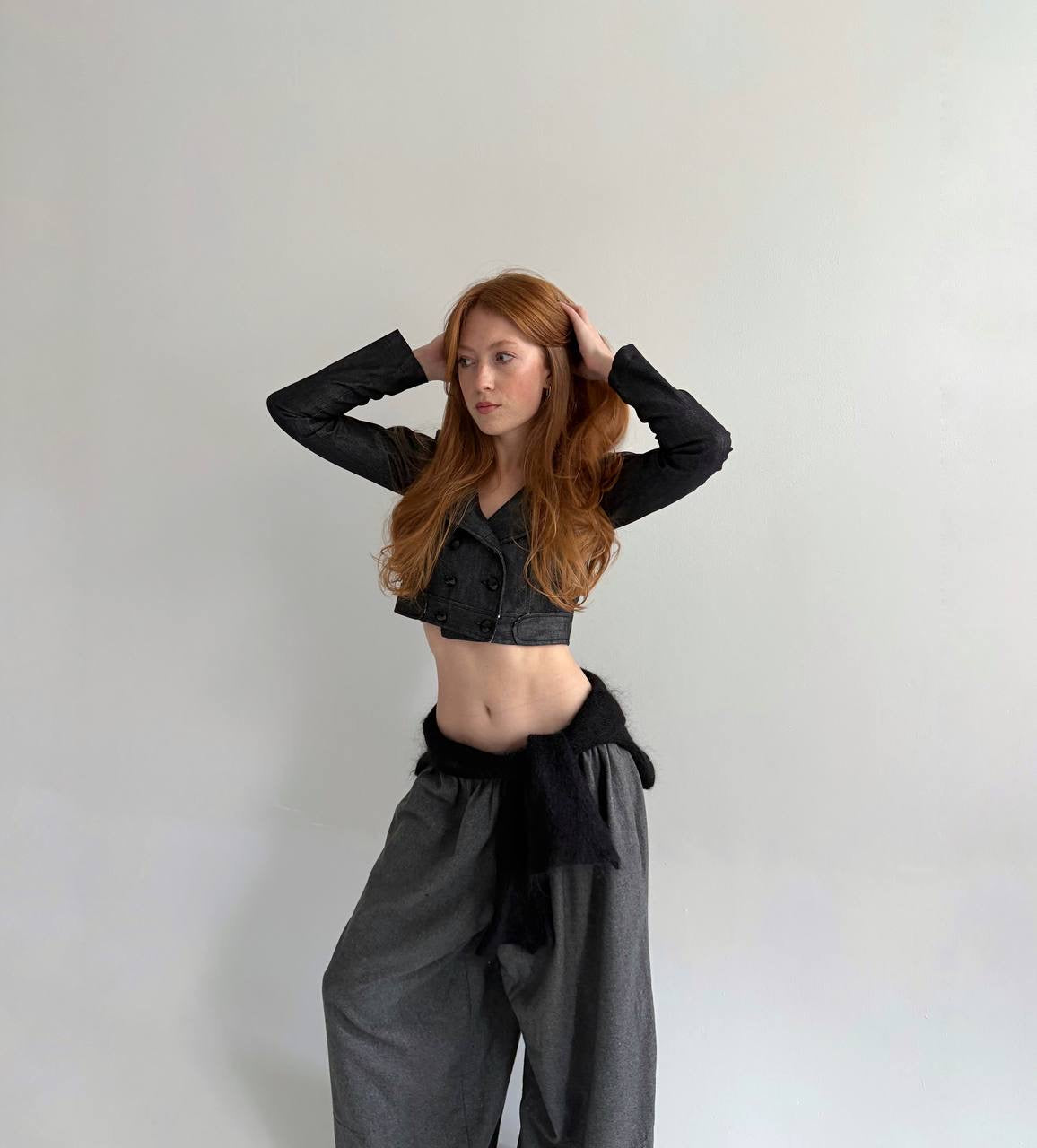 Y2K denim grey cropped jacket