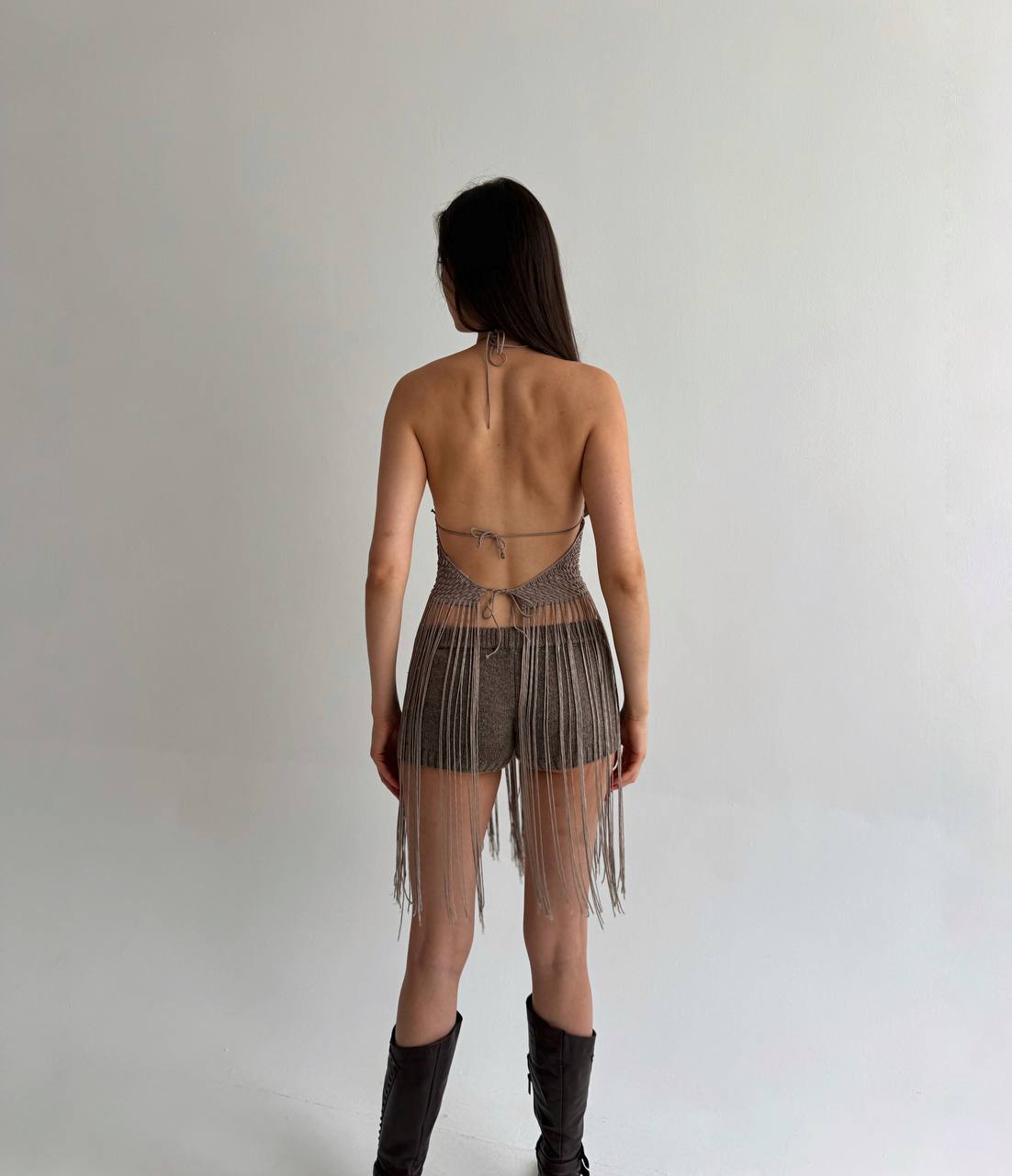 Vintage pure silk Max Mara top with tassels