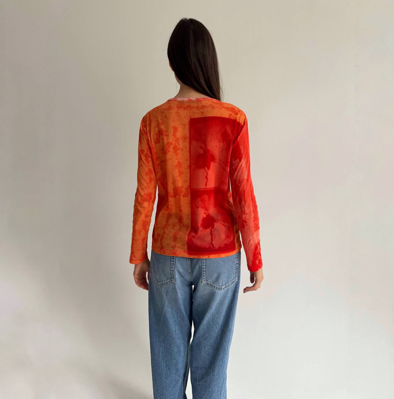 Y2K mesh printed blouse
