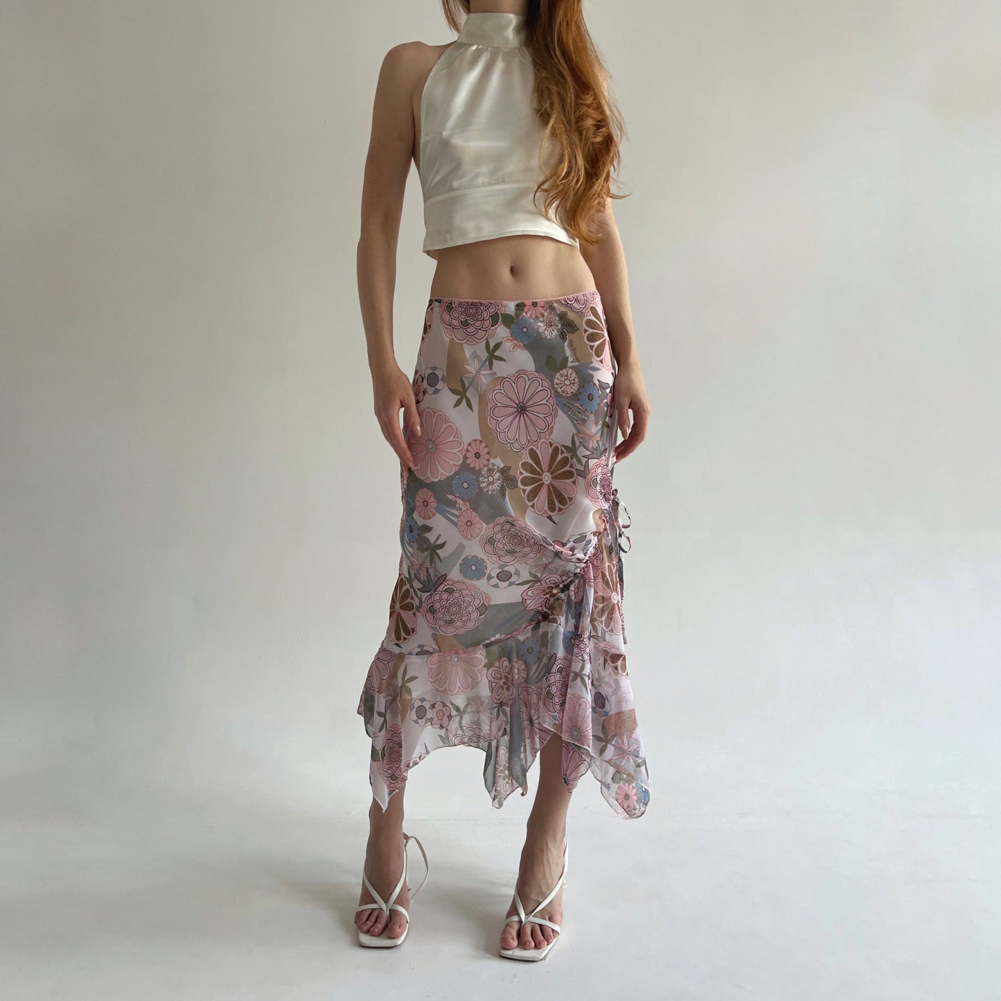 Vintage fairycore asymmetrical maxi skirt