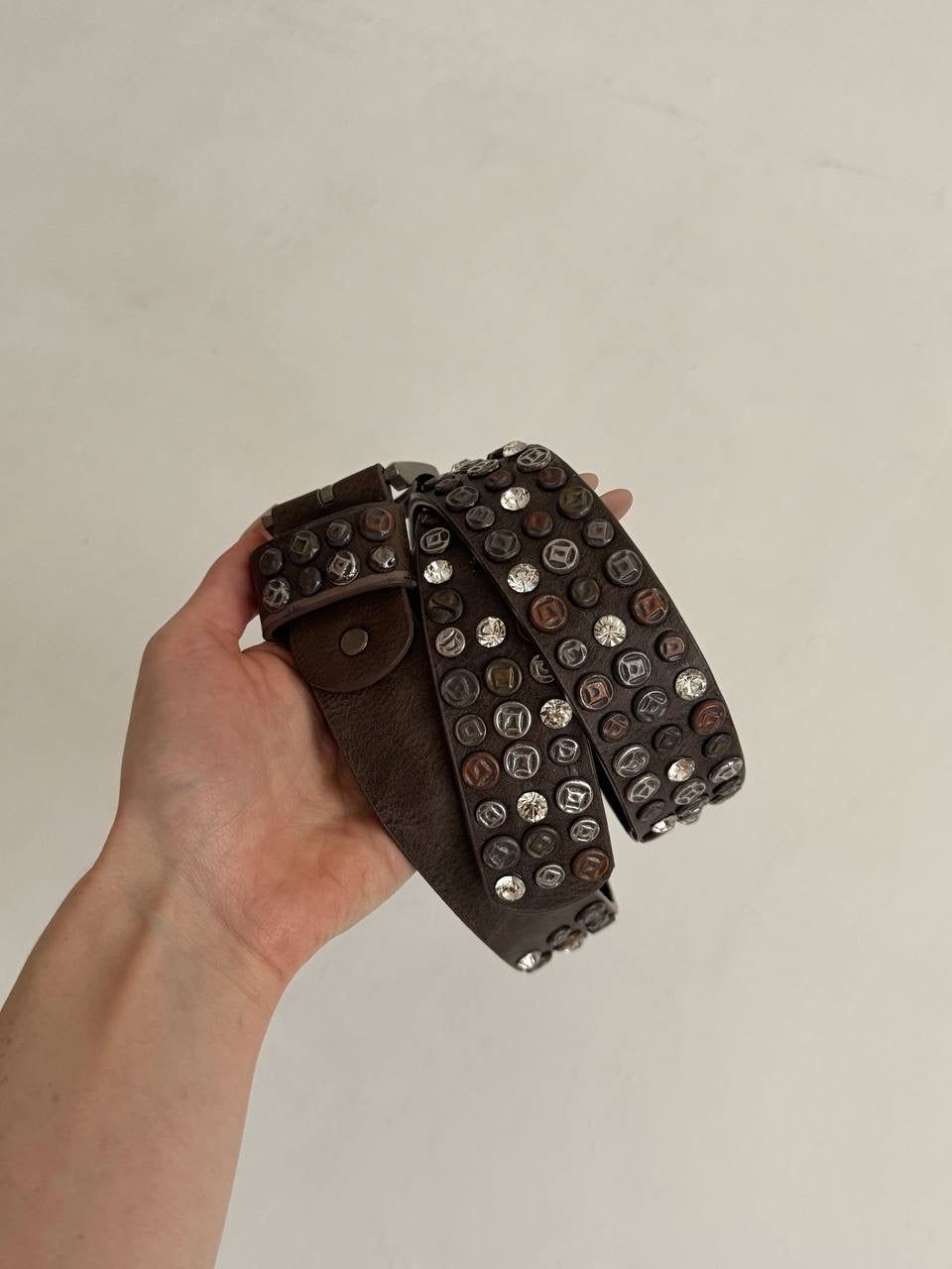 Vintage genuine leather avant garde belt