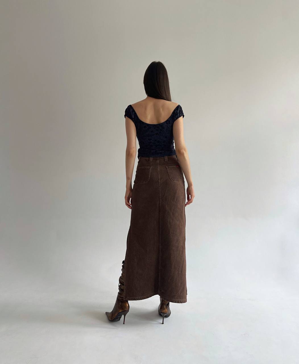 Vintage corduroy brown maxi skirt