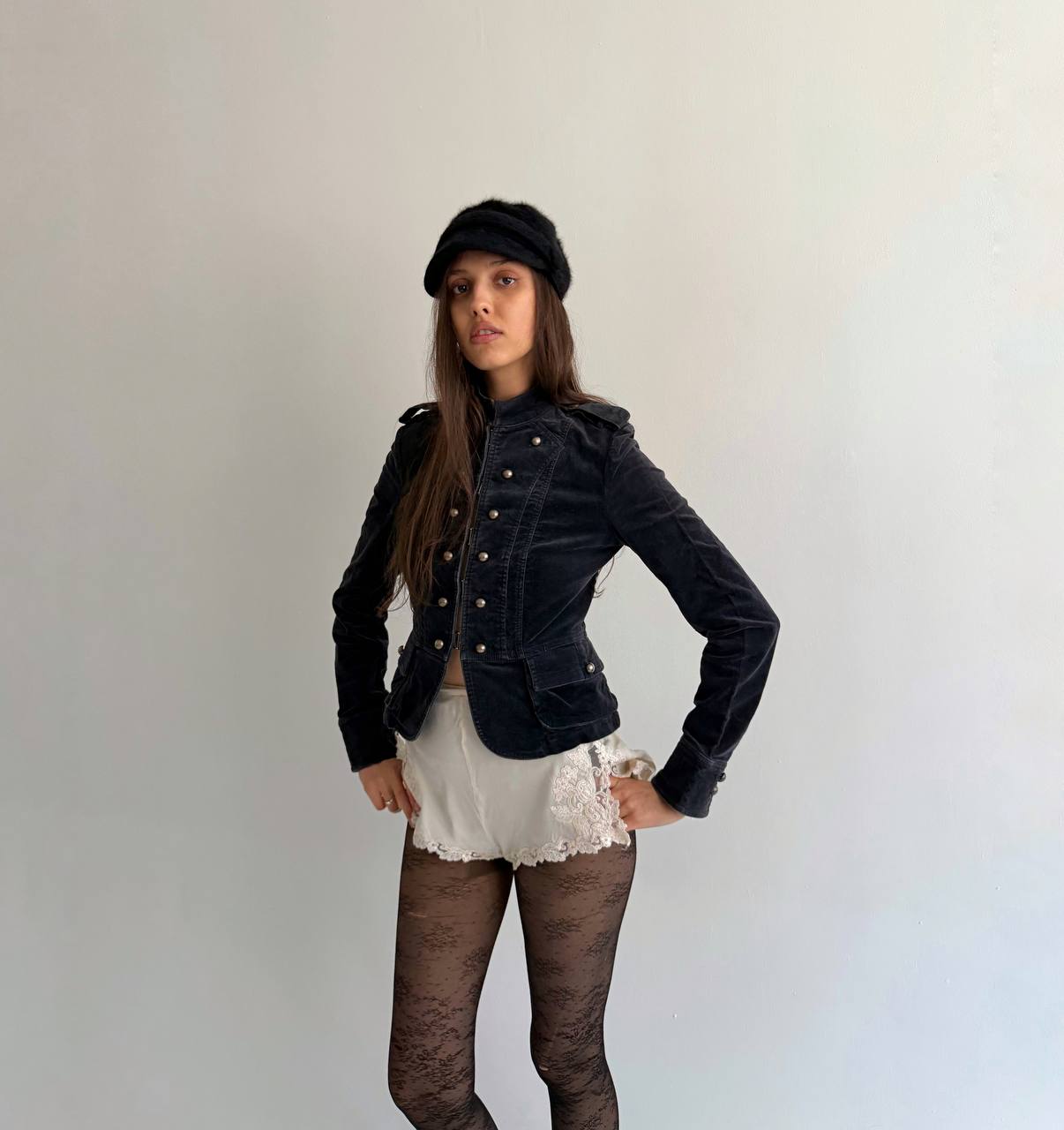 Vintage angora blend biker boy cap