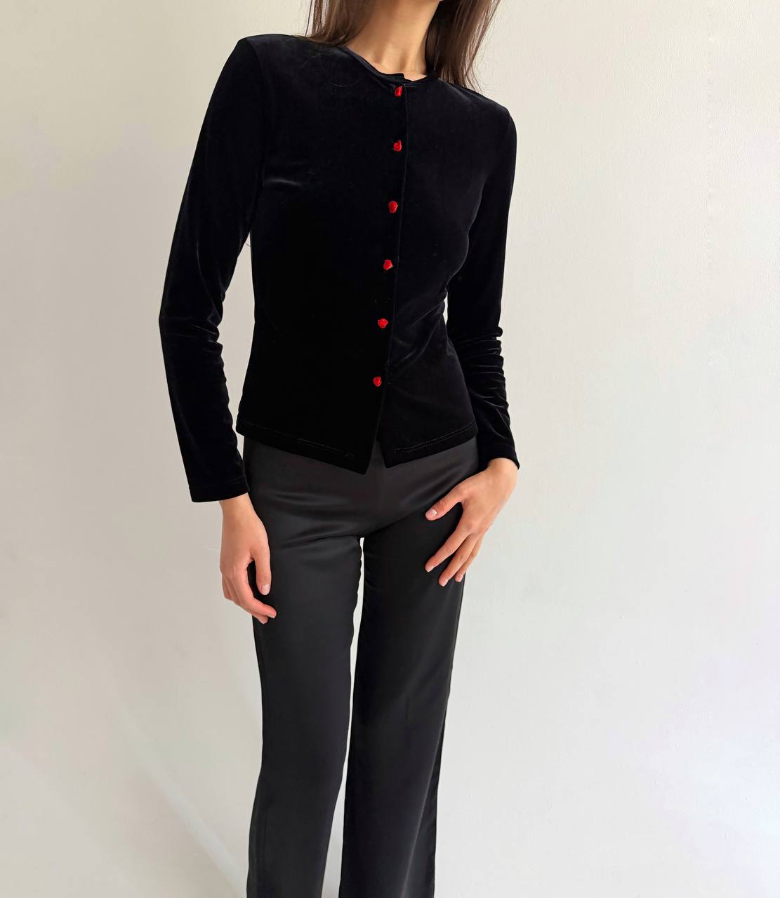 Vintage velvet cardigan with roses