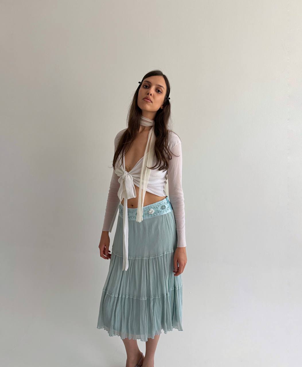 Vintage mesh white top