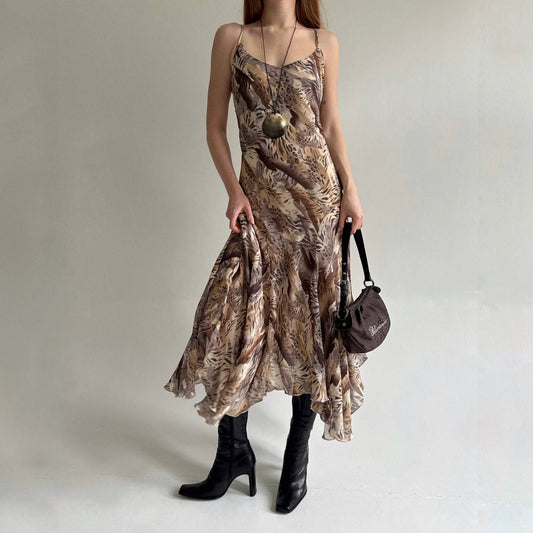 Y2K viscose asymmetrical maxi dress