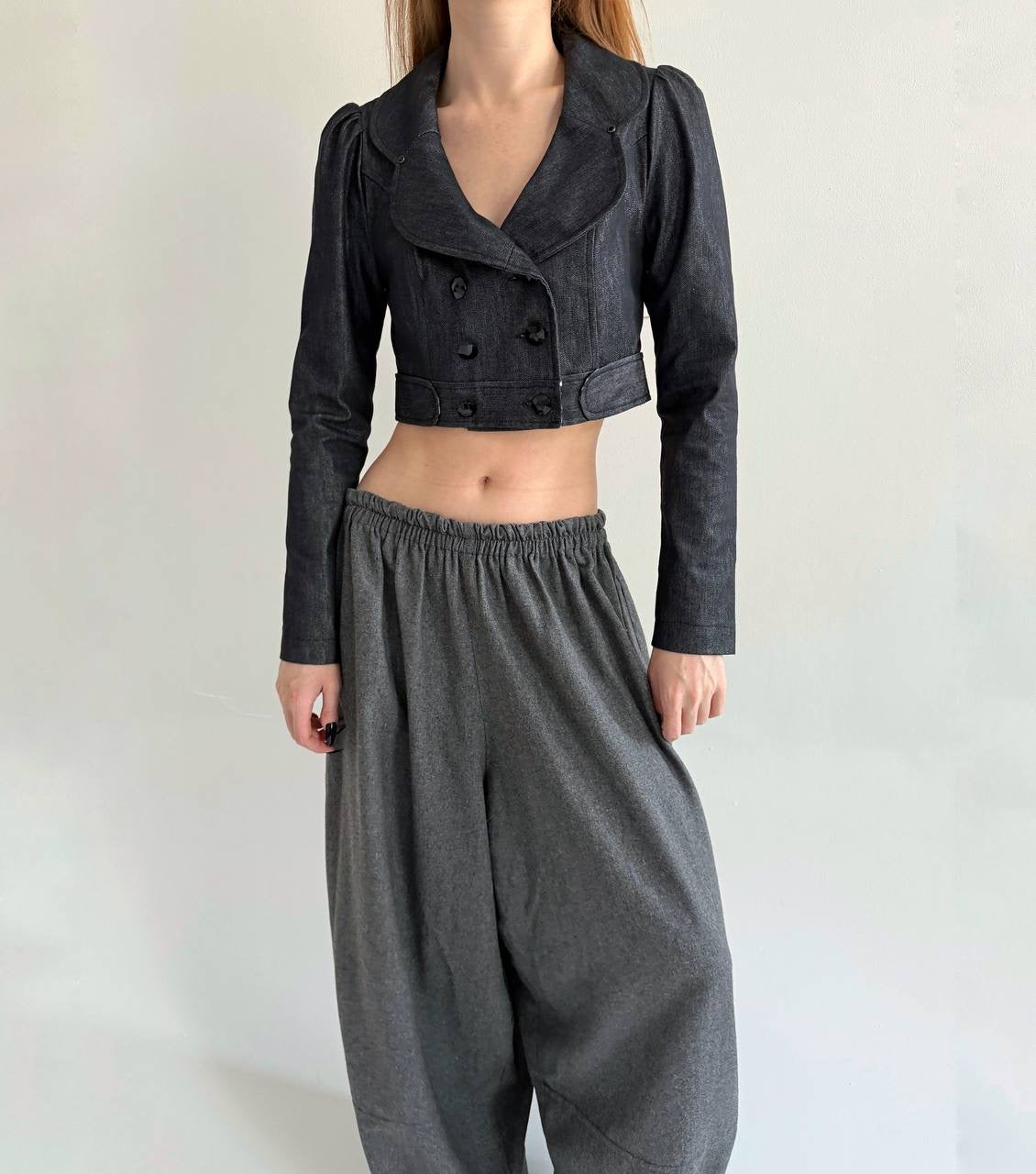 Y2K denim grey cropped jacket