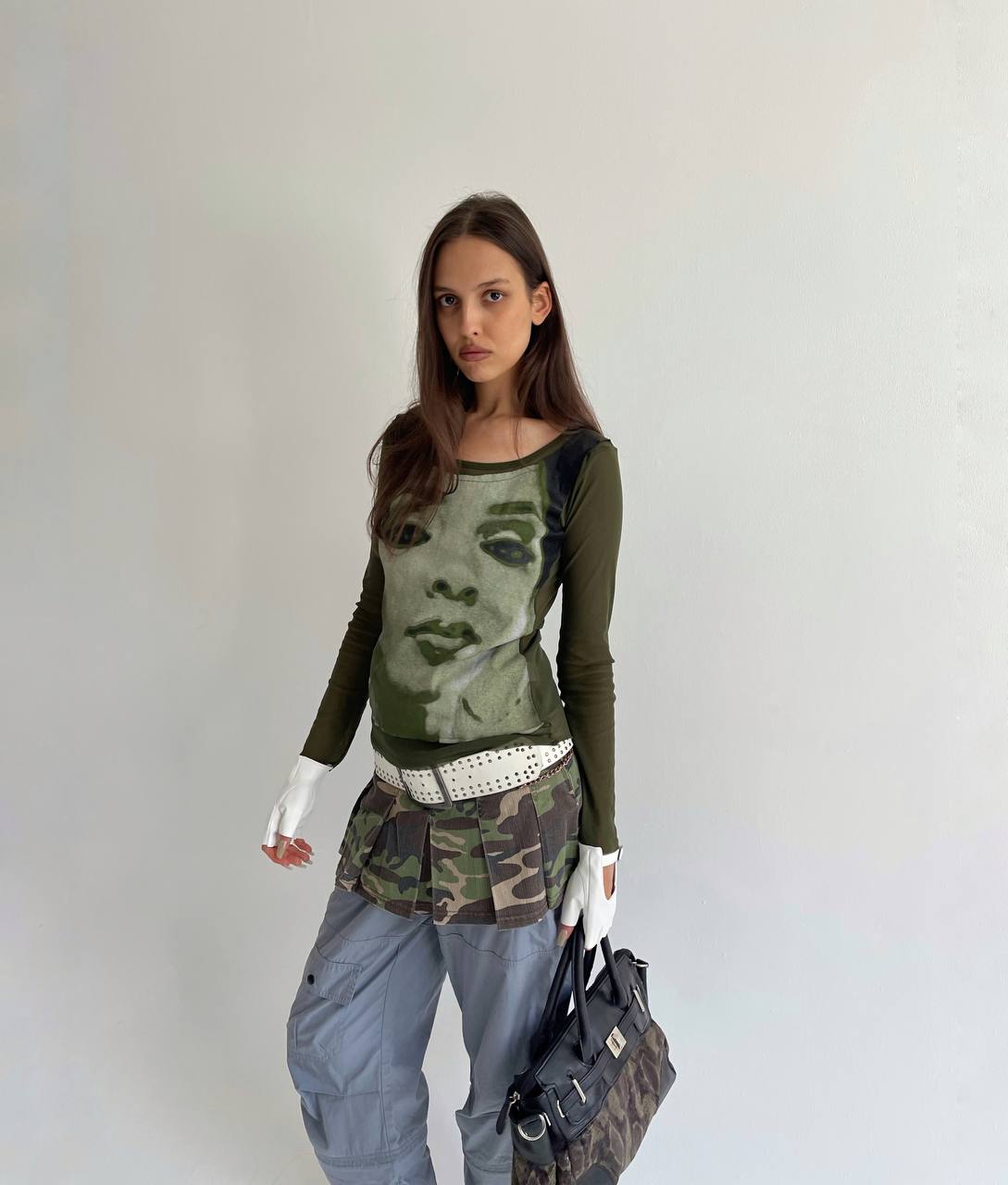 Vintage mesh cotton blend top