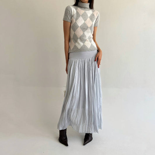 Vintage silk and viscose blue skirt