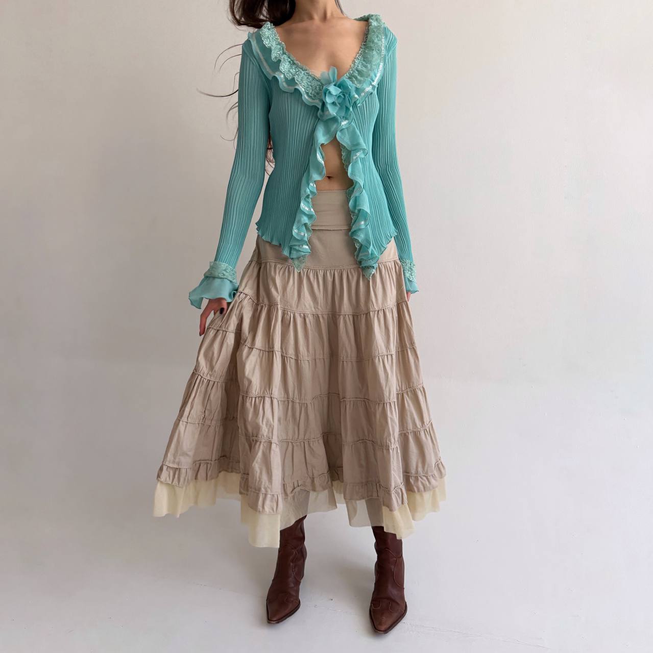 Vintage cotton ruched skirt