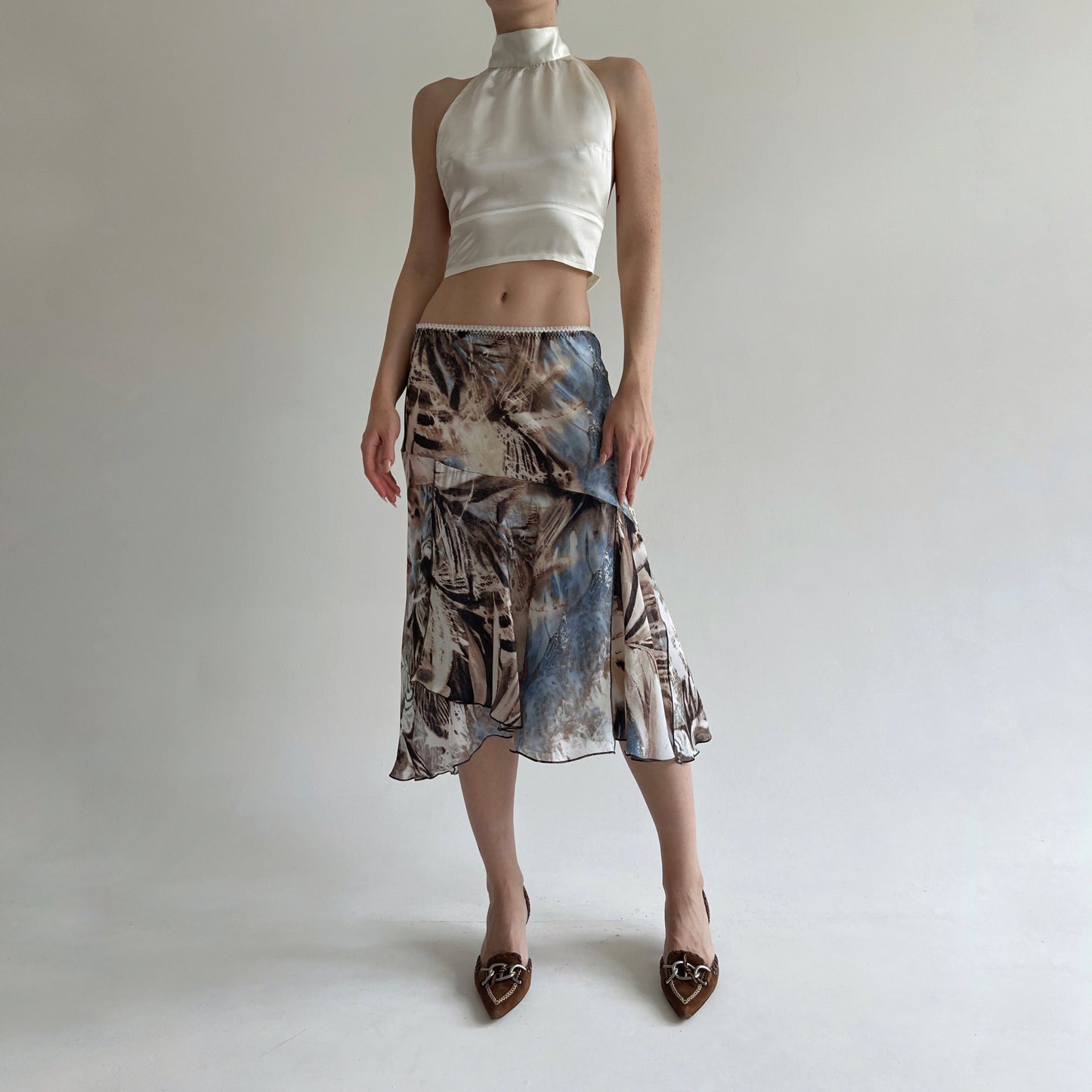 Vintage midi printed skirt