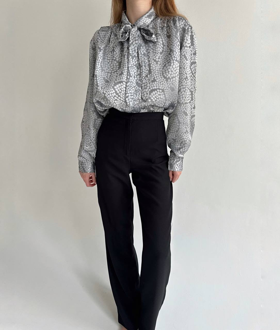 Vintage satin blouse with chest bow