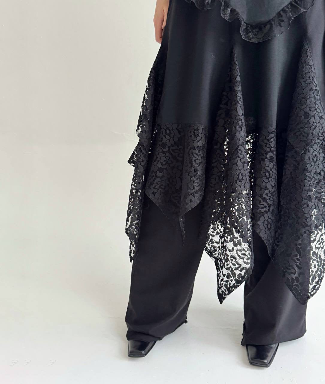 Vintage 80% viscose black asymmetrical gothic skirt