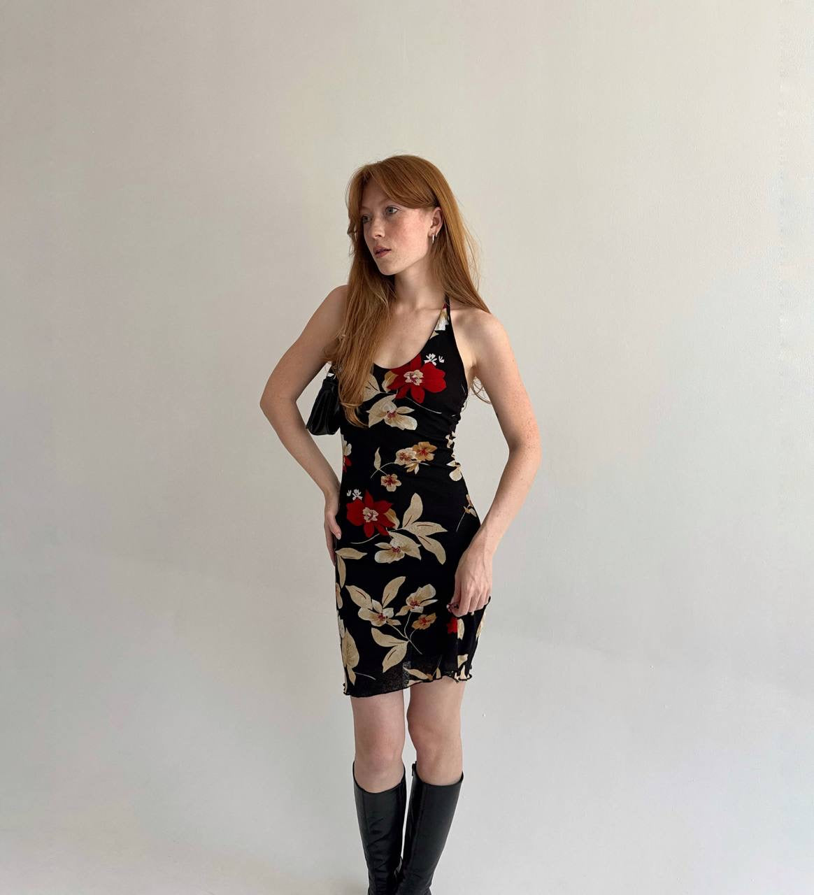 Vintage mini dress with flower pattern