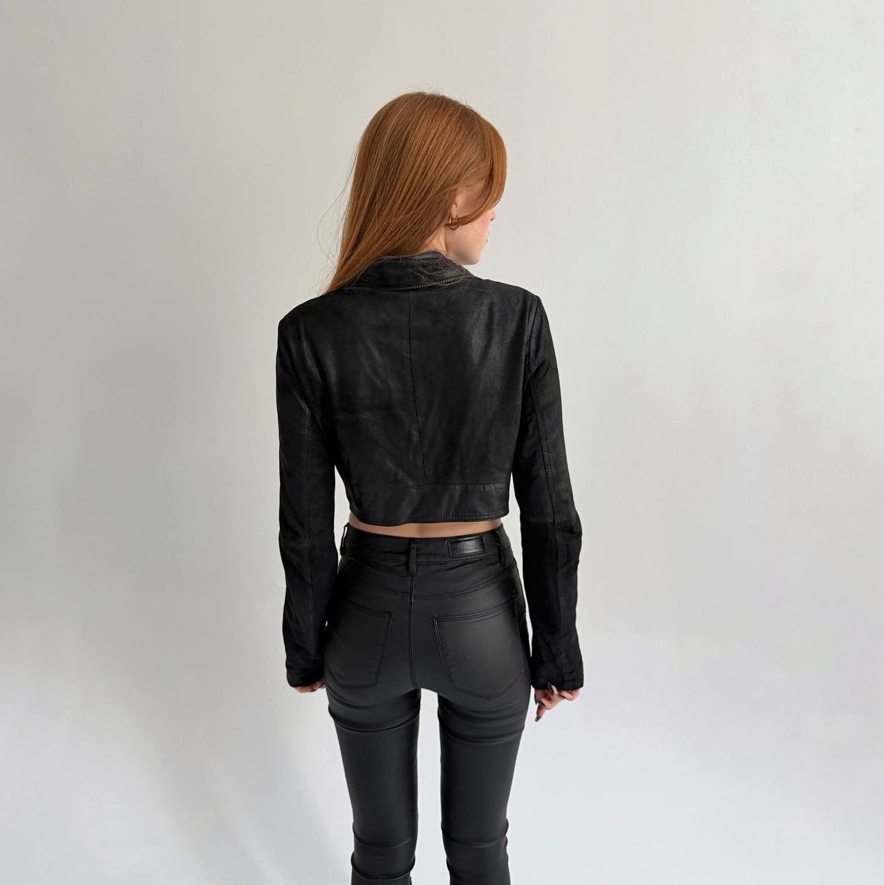 Vintage soft leather cropped jacket