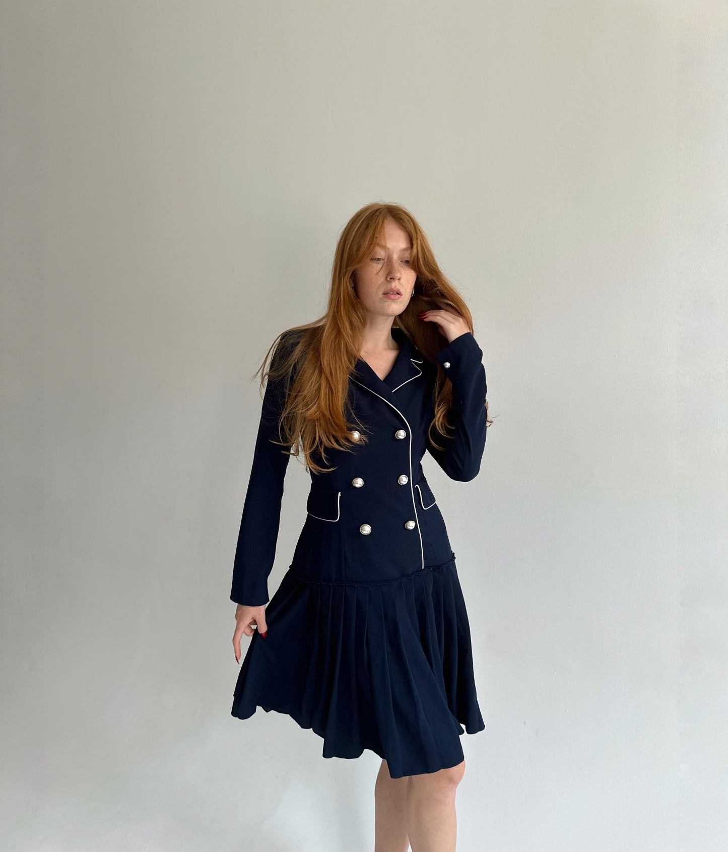 Vintage navy blue Japanese vibe dress