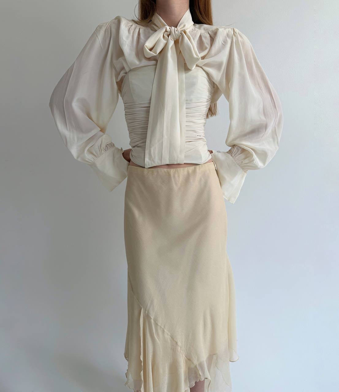 Vintage asymmetrical 100% pure silk skirt