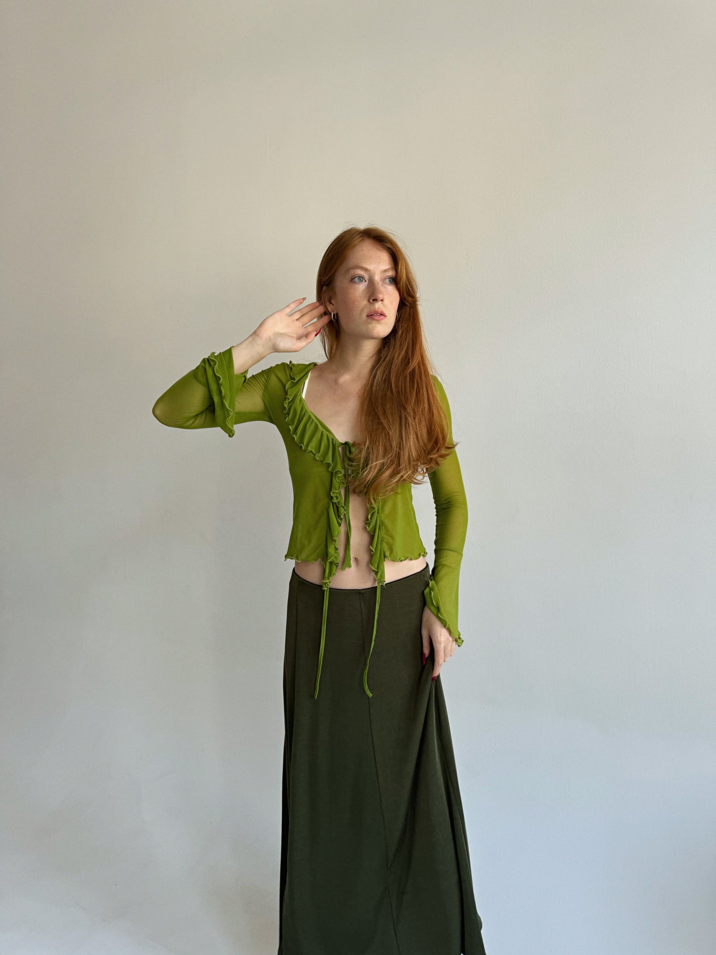 Vintage elastic green maxi skirt