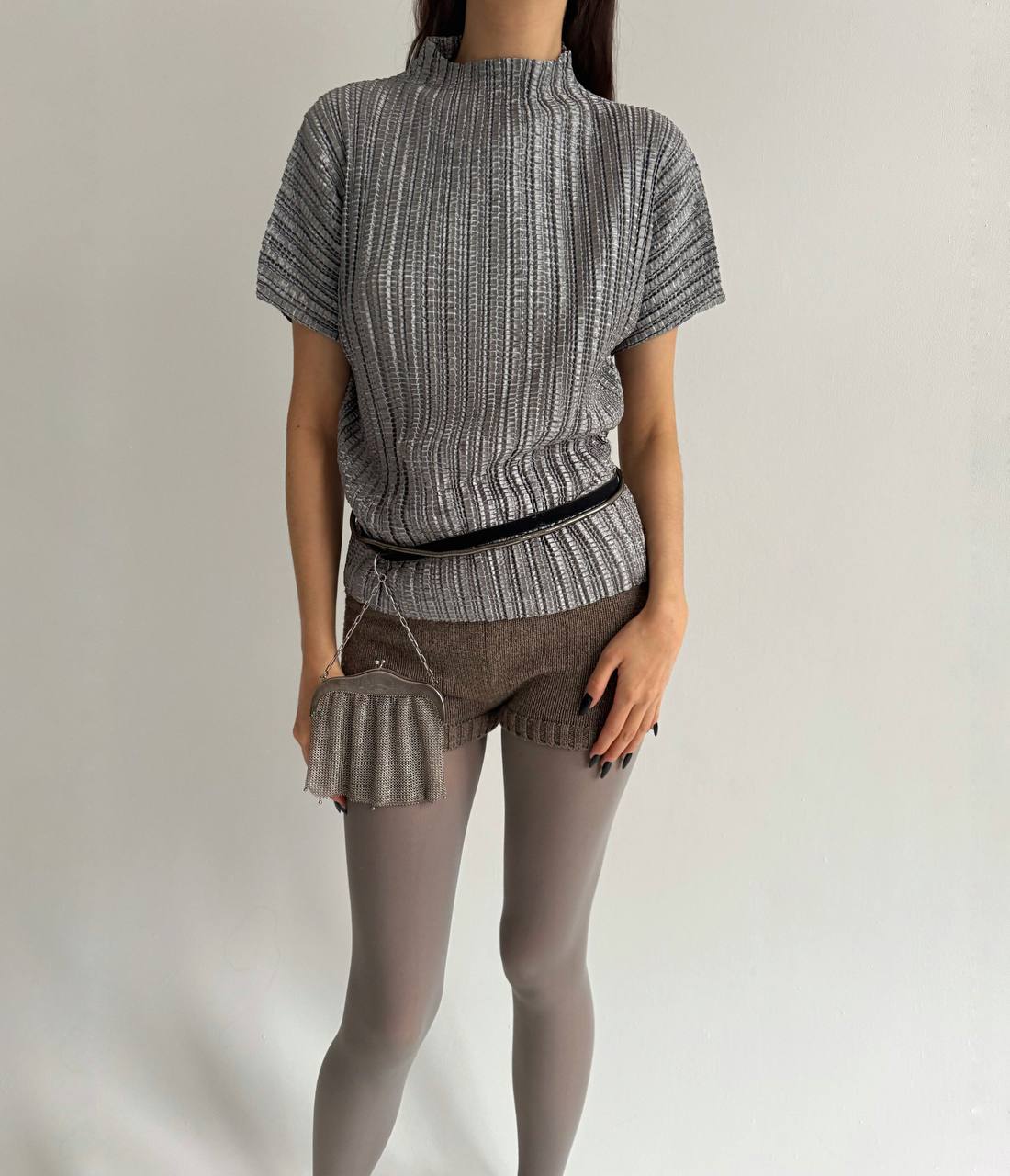 Vintage chrome pleated top