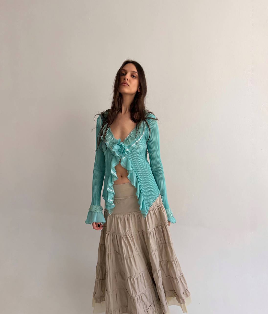 Vintage cotton ruched skirt