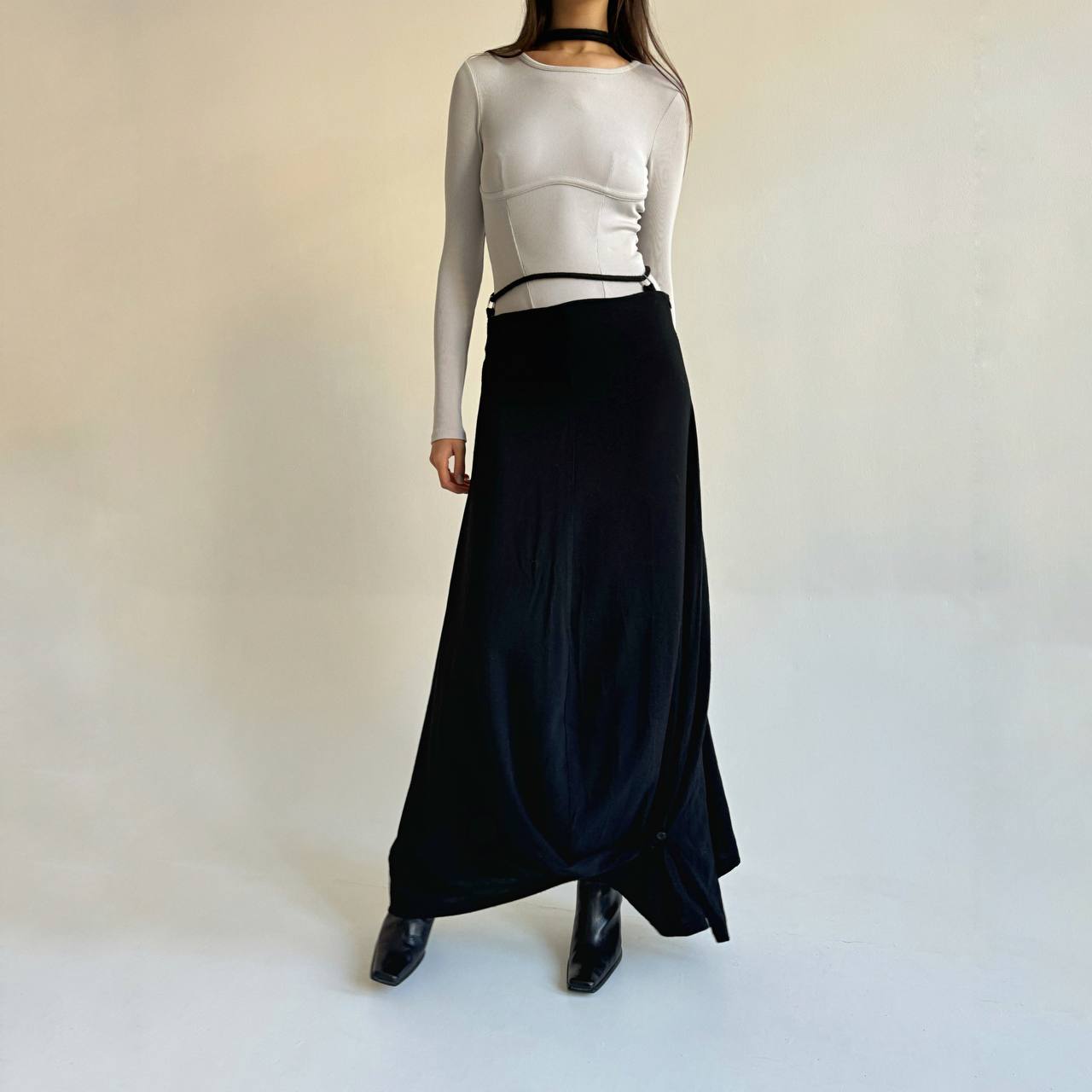 Sarah Pacini viscose and wool maxi avant garde skirt