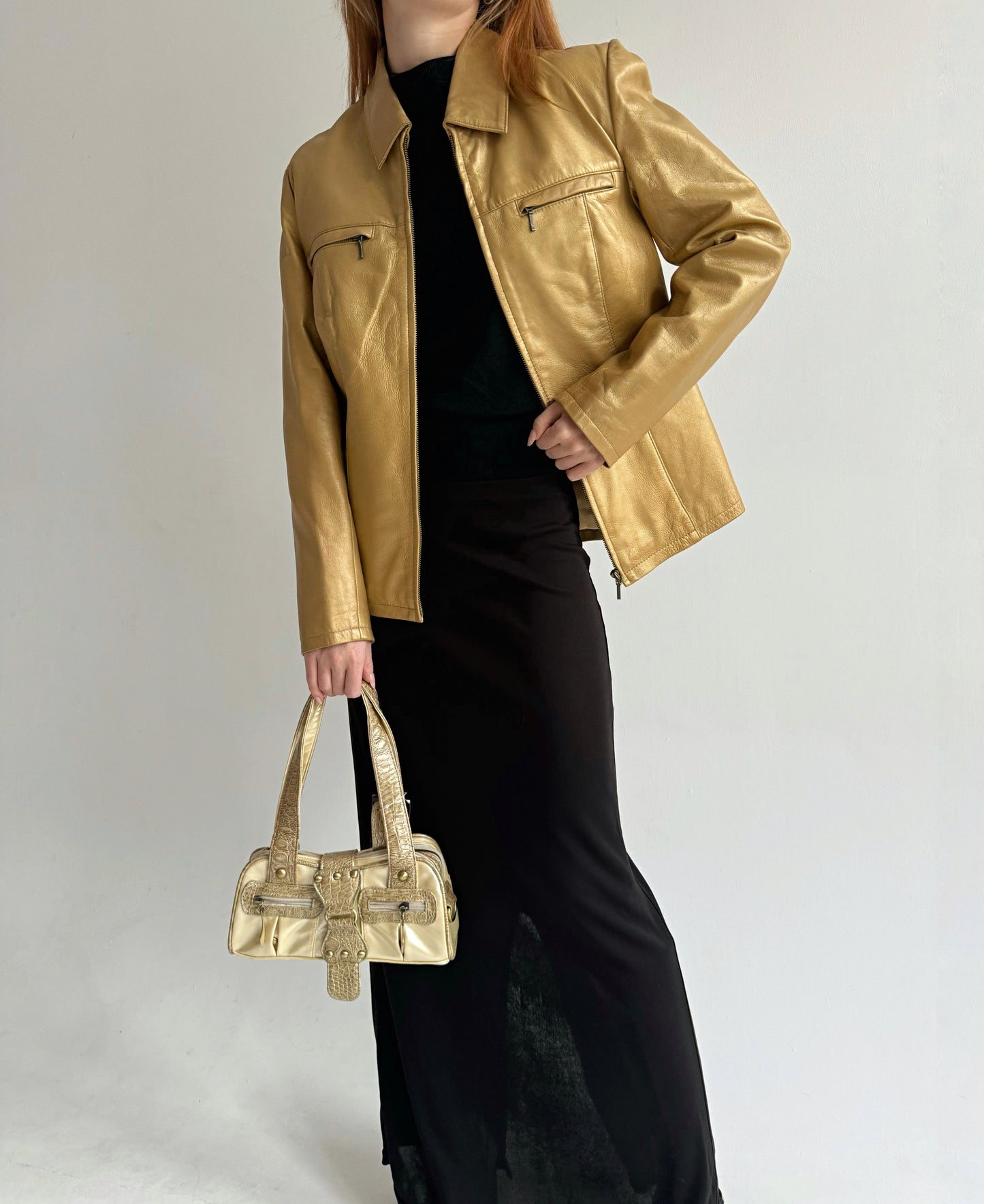 Vintage genuine leather golden jackets