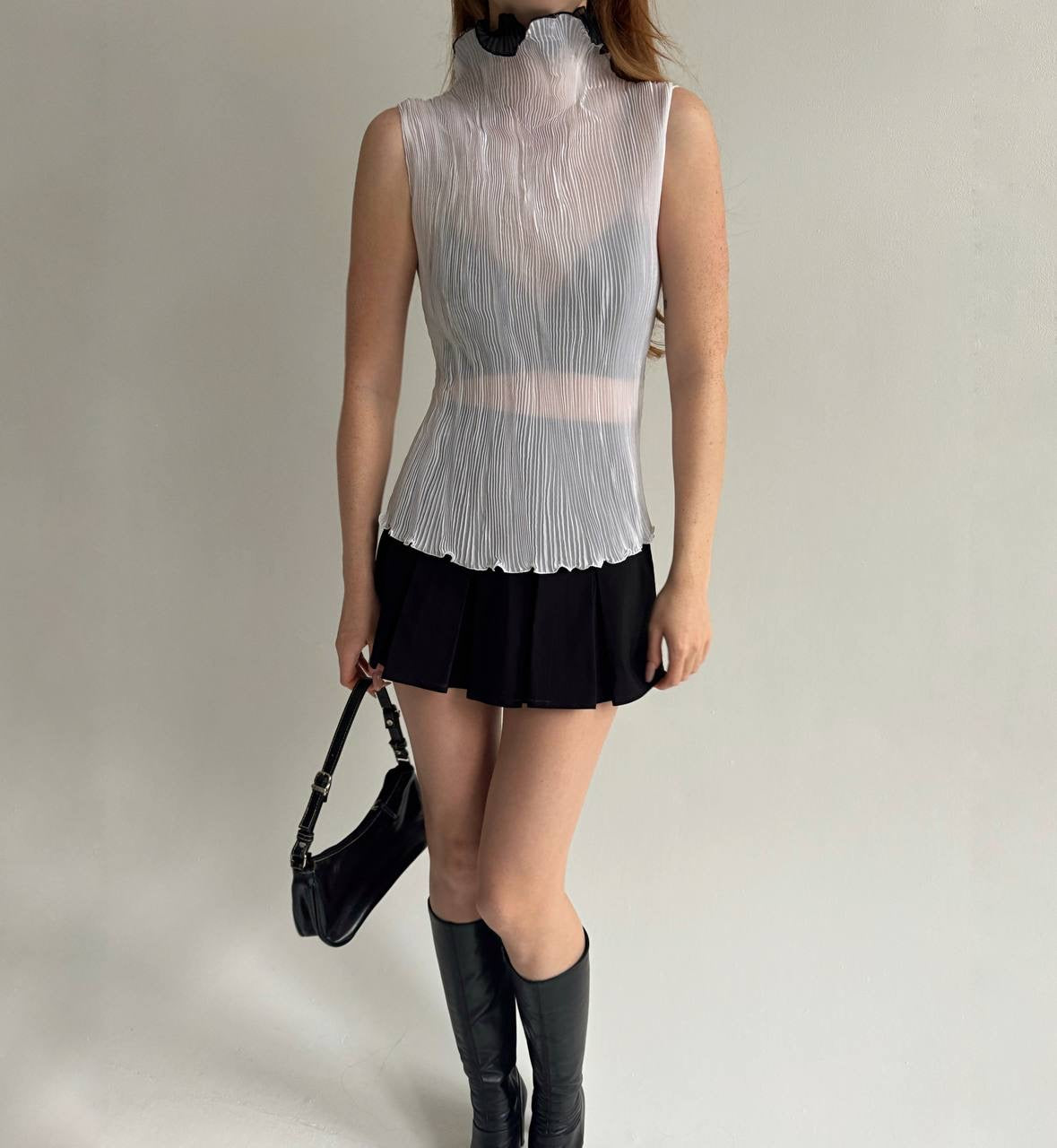 Vintage semi pleated blouse