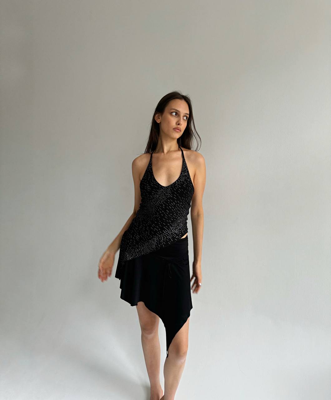 Vintage y2k glitter asymmetrical blouse
