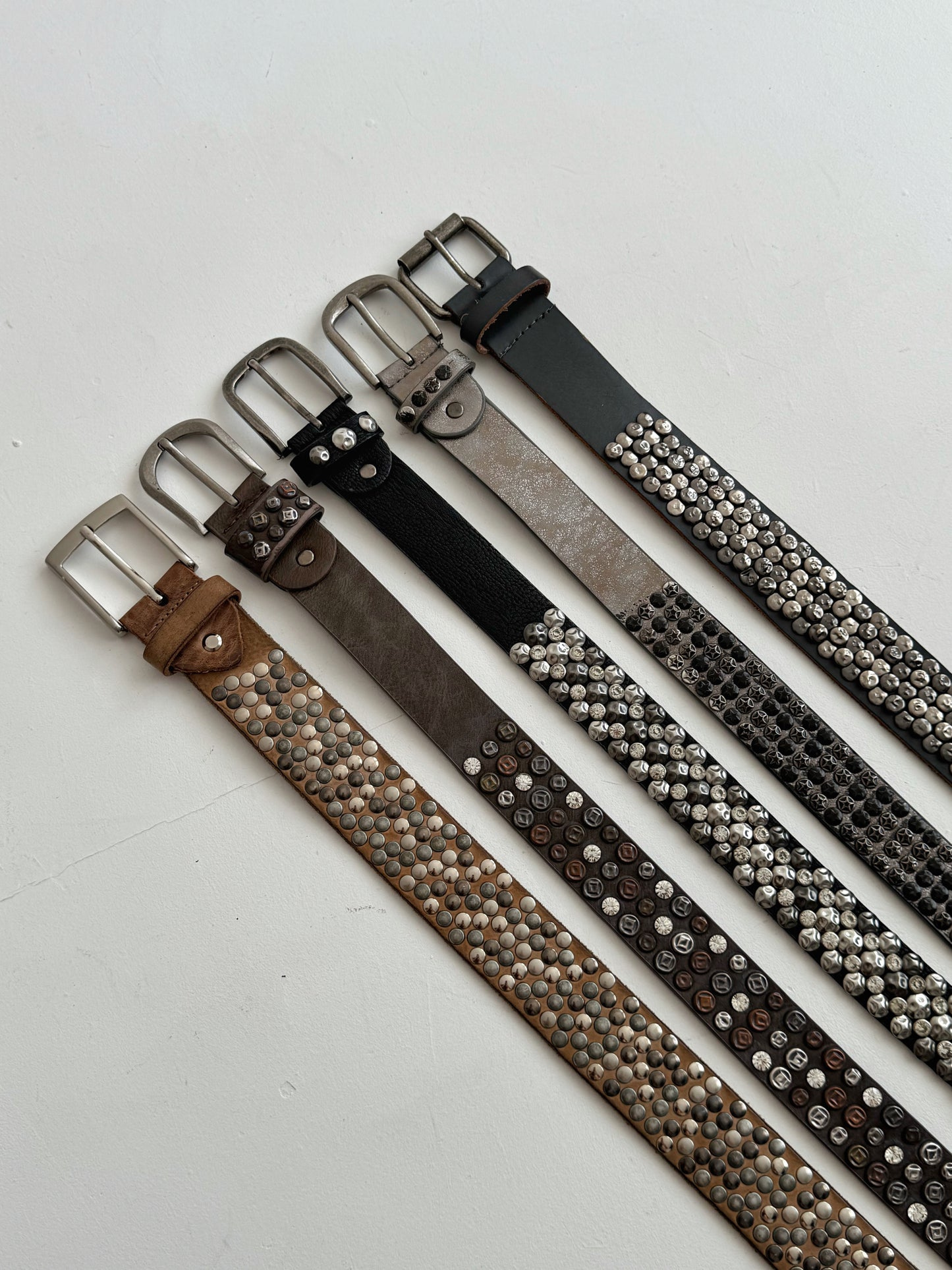 Vintage genuine leather studded grunge belt