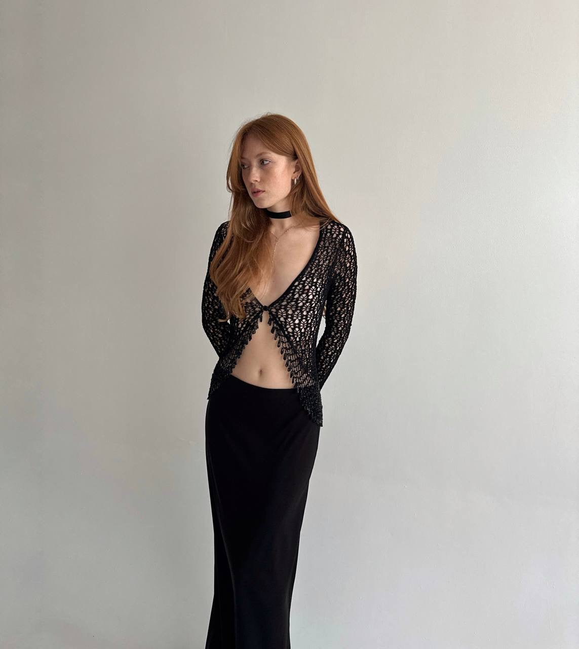 Vintage viscose crochet cardigan ю