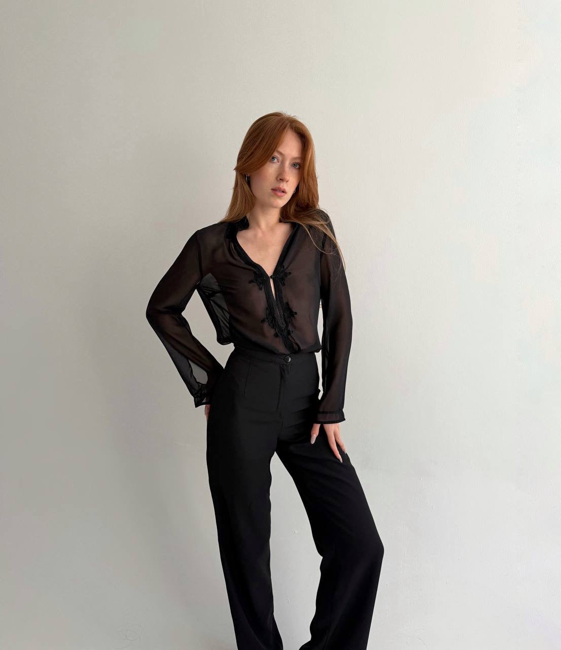 Vintage semi black blouse