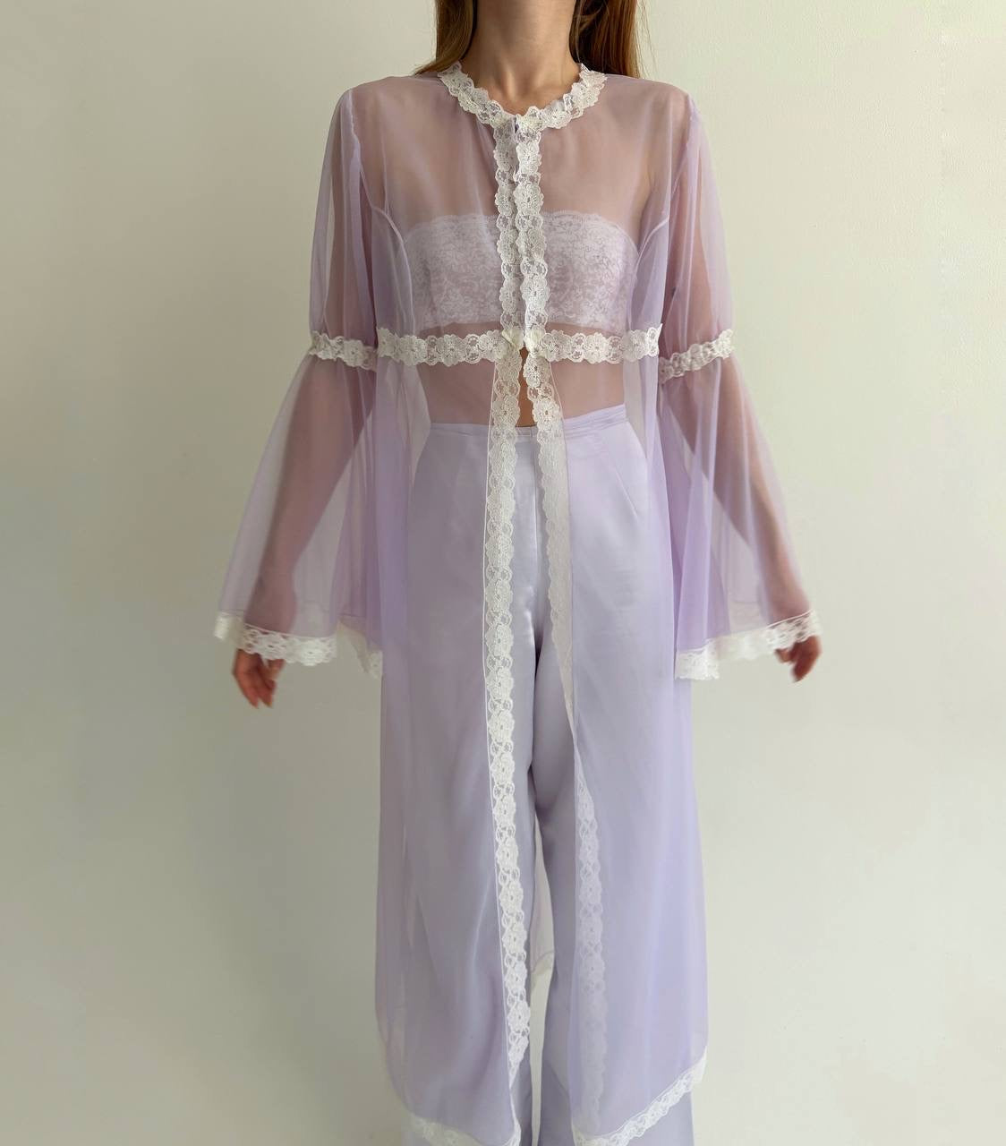 Vintage pastel purple robe with lace