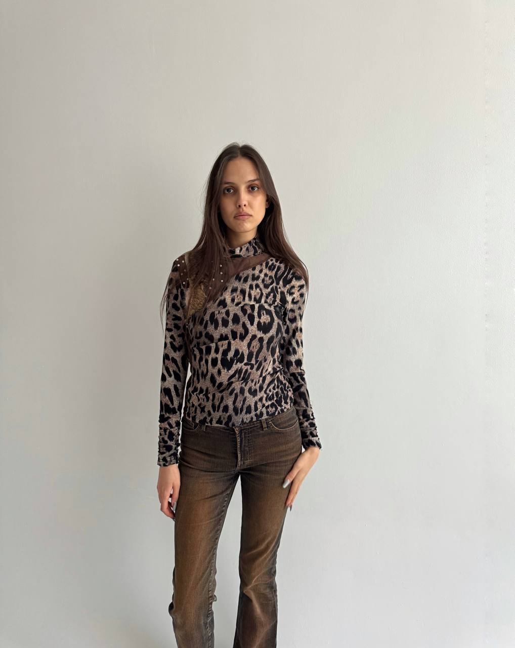 Vintage leopard fur turtleneck