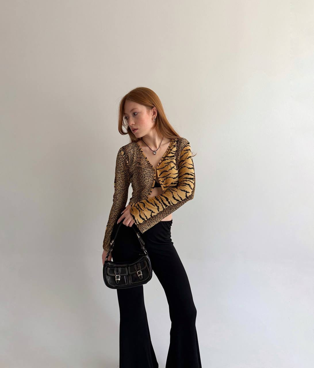 Vintage leopard cropped cardigan