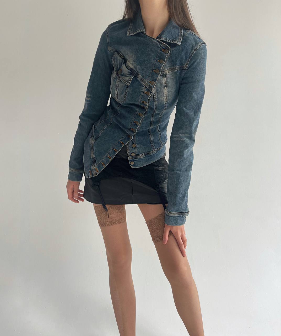 Vintage 90’s Plein Sud avant garde asymmetrical denim jacket