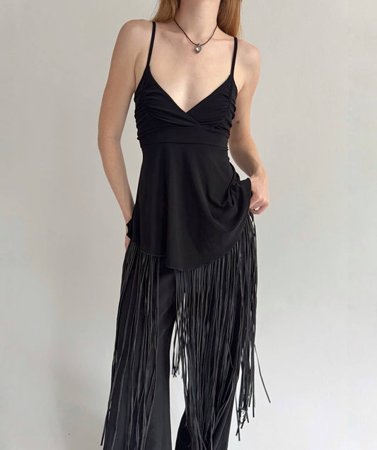 Y2K black elastic cami top