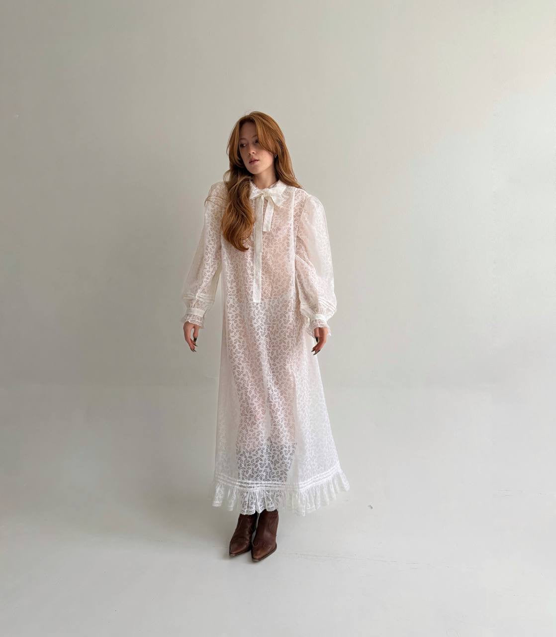 Vintage cotton blend printed night gown