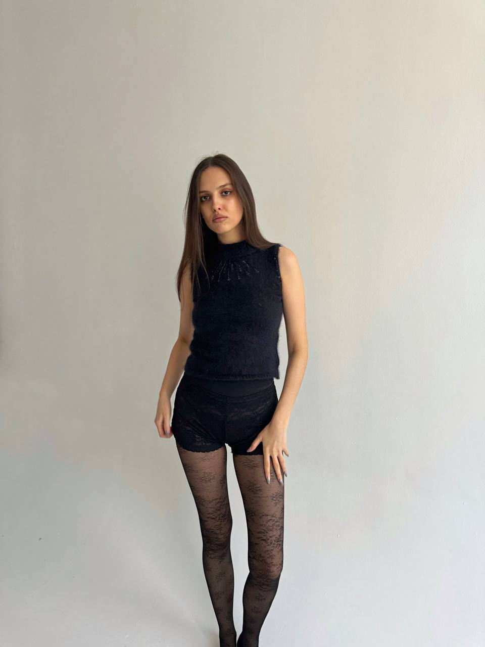 Vintage angora black vest