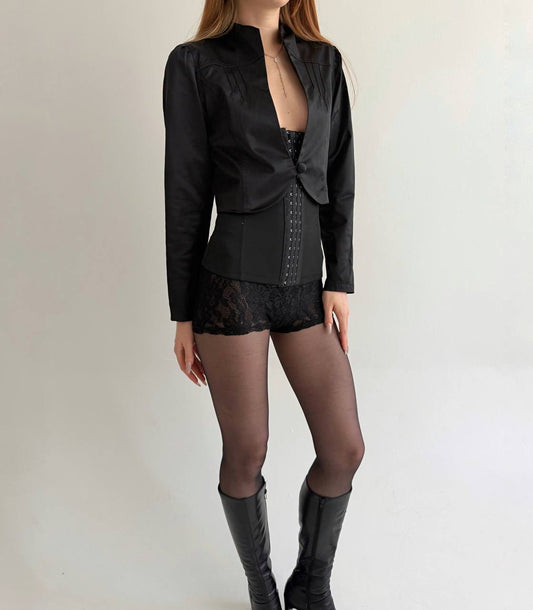 Vintage satin black cropped bolero