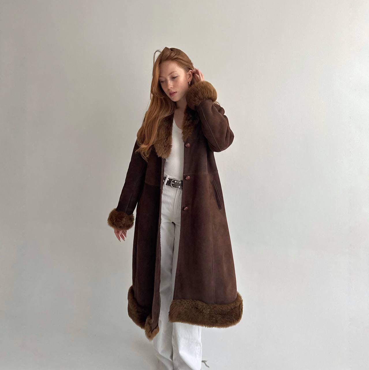 Vintage genuine leather sheepskin coat