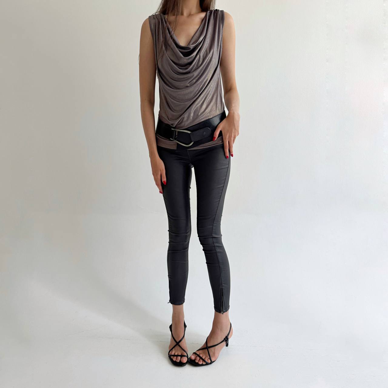 Black wax skinny jeans